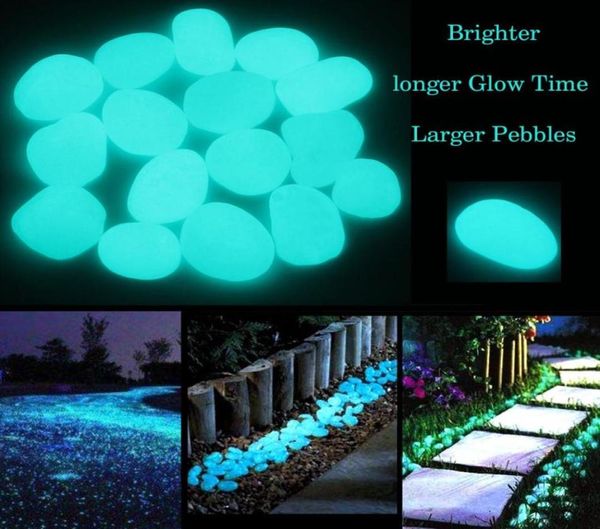 Glow in the Dark Garden Breat Stones Glow Rocks para Walkways Garden Patio Patio Garden Garden Yard Decor Luminous Stones9523157