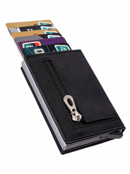 Gebwolf Pu Leather Men Wallet RFID Anti-magnético portador de cartões de crédito com moeda de moeda organizadora MEY CLIPS Purse 02CS#