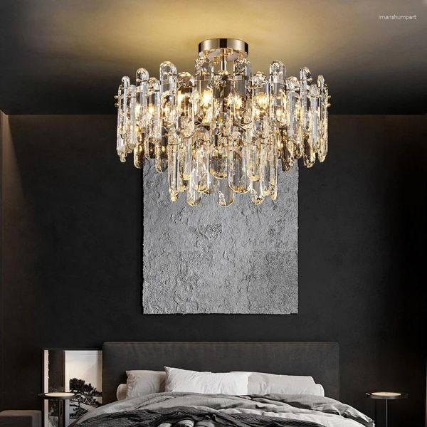 Lampadari lampadario moderno a soffitto di cristallo per soggiorno decorazioni a led lampada loft lampada di lusso rotonda design creativo camera da letto illuminazione da camera da letto