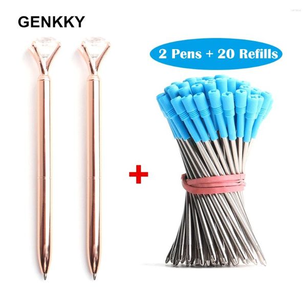 20pcs/set büyük elmas kristal kalem mücevher tükenmiş kalemler metal topu yeniden doldurmalar kawaii büyülü moda okulu ofis malzemeleri