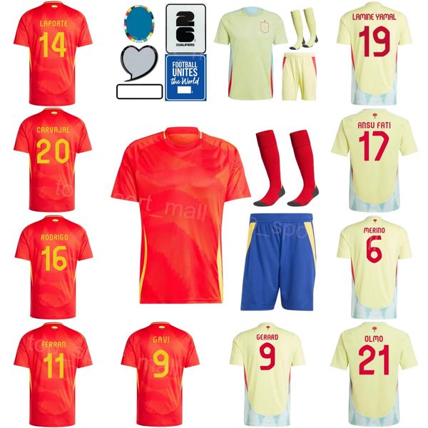 2024 Euro Cup Men Kids 16 Rodri Soccer Jersey 10 Olmo 14 LaPorte 11 Williams 7 Morata 19 Yamal 21 Oyarzabal 17 Sarabia Simon Football Kits Kits National Team Xibanya