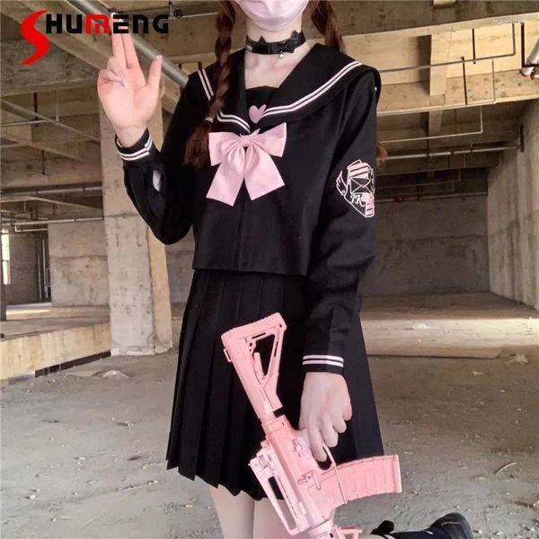 Vestidos de trabalho japonês estilo rojita doce fofo jk uniforme saia de manga longa Terno de marinheiro Terno de mangas compridas Duas peças conjuntos de roupas femininas