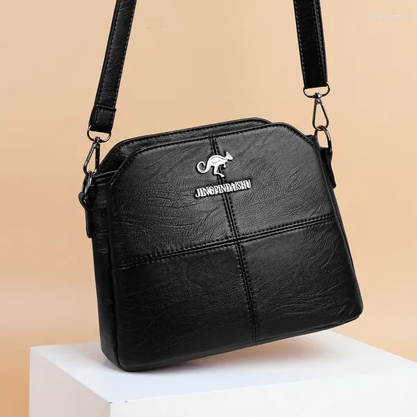 Bolsas de noite Mulheres ombro Mensageiro Crossbody Smith Hand Mão macia Bolsa de couro fofa bolsa lateral 3 camadas Bolsas de telefone celular espacial