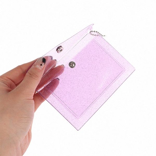 Glitter Transparent Waterproof PVC Women Case Case Case Busin Card Credit Card Card Borse ID Mini portafoglio getto di gelatina F4DU#