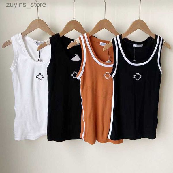 Kadın Tankları Camis Tasarımcı Yaz Kadın Moda İşlemeli Pamuk Karıştırıcı Tank Tops Şort Tasarımcı Seks Elbise Sutu Yelek Bayanlar Katı Vintage T Shirt Loewe L49