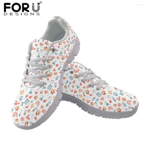 Casual Schuhe Fordensigns Süßes Cartoon Pflegemuster Frauen Sneakers bequeme Luftgitter -Flats für weibliche Mädchen Schuhe