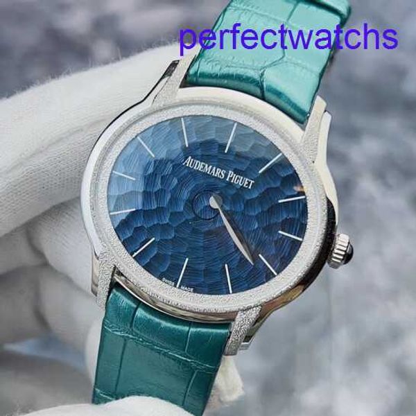 AP -Armband Uhr Watch Collection Millennium Serie Womens 77266bc Frost Goldhandwerk Blaues Ripple -Zifferblatt mit Zeigerdesign Automatische mechanische Damen Uhr