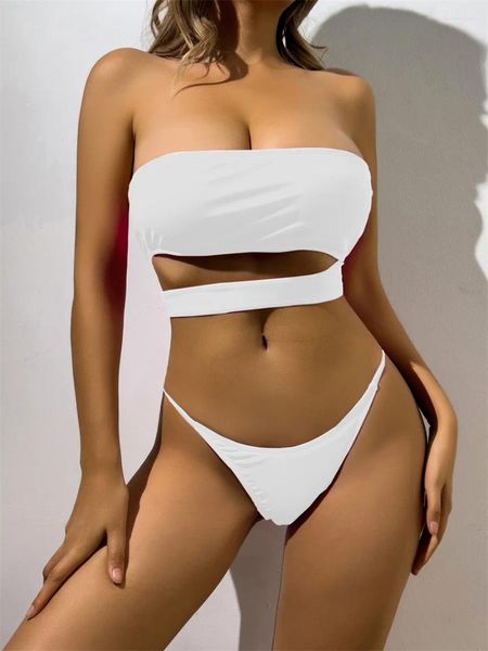 Frauen Badebekleidung sexy weiße Micro Bikini 2024 Frauen Badeanzug weiblich Tanga Bikinis Set Brasilian Biquini aus Schnittanzug Strandkleidung