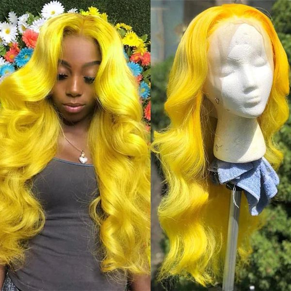 Webster Synthetic Lace Front for Women Women Longo Corpo Cabelo Cabelo de Glueless Resistente a Fibras Free Parte Amarelo 240401