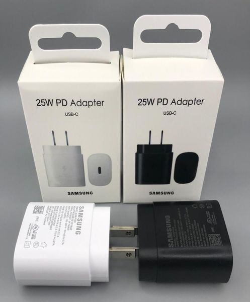 Samsung 25W PD -Adapter Fast Lading USBC Mobile Handy Mains Plugwall -Ladegerät für Note 10 mit Einzelhandelspaket4394521