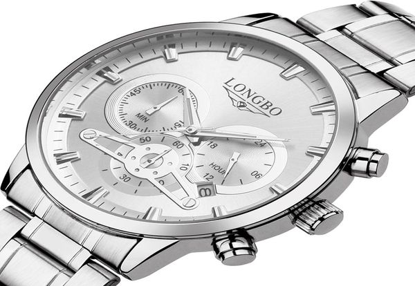 Longbo Top Brand Luxury Männer Uhr Watches Full Steel Band wasserdichtes Datum der Woche Quartz Watch MEN Casual Armbandwatch Relogio Maskulino7994493