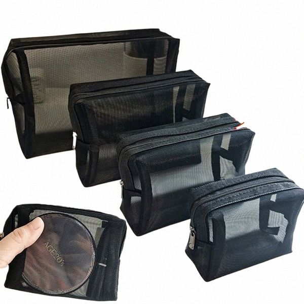 1/3pcs Mesh Clear Bags Cosmetic Baglie Black Black Black Black Black Portable Travel Toiletry Organizzatore Case di archiviazione Rossetto Controllo W42O#
