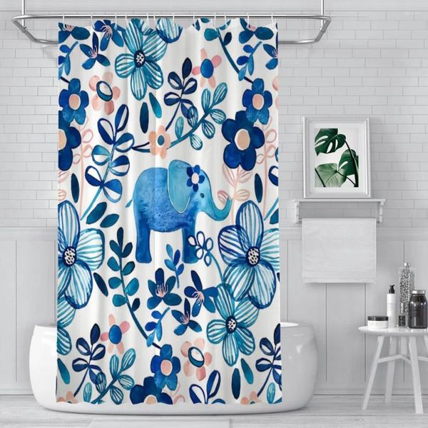 Tende per doccia arrossire blus blu elefante floreale floreale motchomago -impermeabile partition decorazioni per la casa accessori per la casa