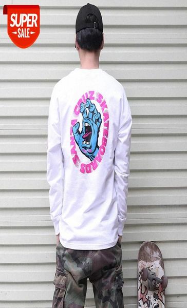 MEN039S Brand Student Street Skateboarding Santa Cruz Ghost Hand Longsleeved T -Shirt Skater Kleidung Basis Z6396451071