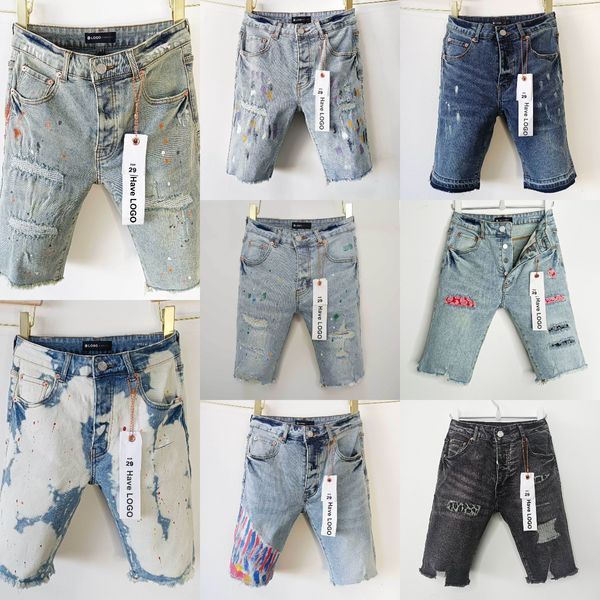 2024 shorts roxos shorts jeans Designer de jeans curta Marca roxa Demin Troushers High Street Mens plus size jeans de hippol