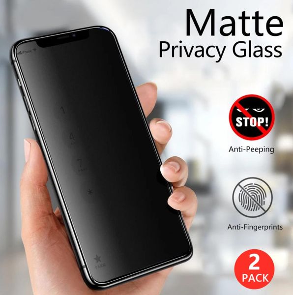 Protetores de tela Antispy Matte Antispy para iPhone 12 13 11 Pro Max Mini X XR XS Filme de Proteção Cerâmica de Privacidade em 6 7 8 Plus No GLAS1008030