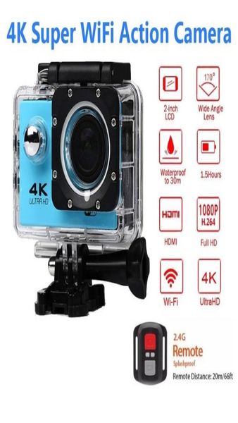 Câmera de ação Ultra HD 4K30FPS 30M Impermenda a água 20039 Screen 1080p 16mp Controle remoto Sport Wi -Fi Câmera Extreme HD CAPELA CAMC9985893