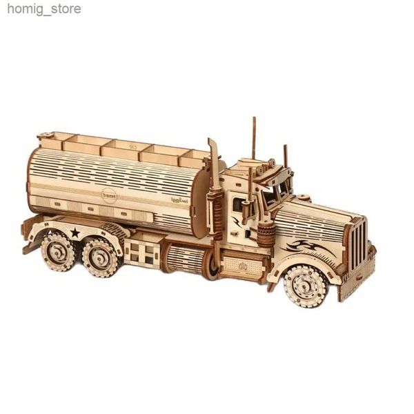 3D -Rätsel 3d Holz Tanker Puzzle Puzzle Jigsaw Model Spielzeug DIY Buiding Blocks Konstruktion DIY Movable Craft für Kinder Erwachsene Laser Schneidwagen Y240415