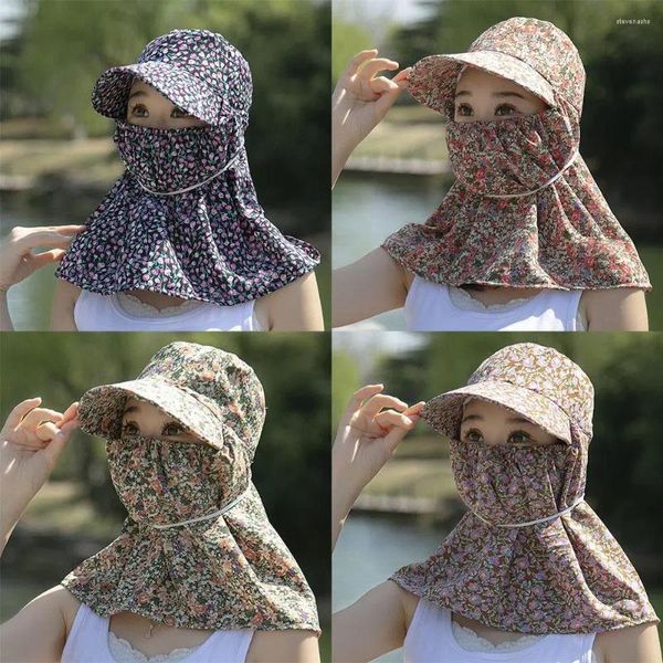 Breite Krempe Hüte Blumen Frauen Sonnenhut Schutz Gesichtsmaske Sonnenschutz Tee Ausschnitt Picking Ladies/Girls Hals L6L9