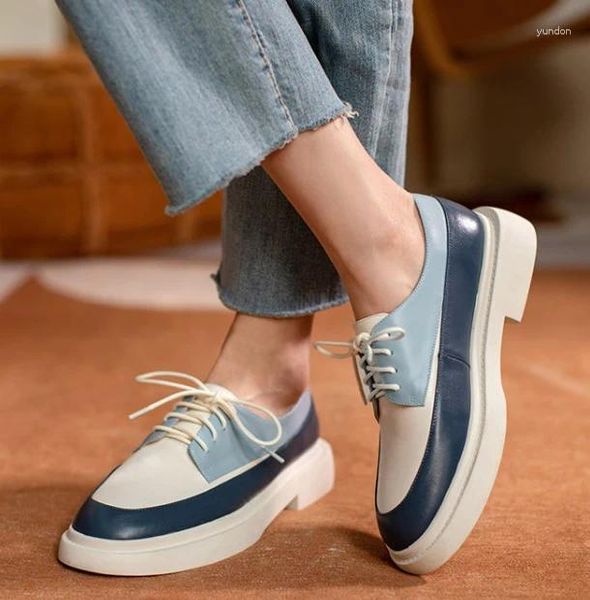 Casual Shoes Eagsity Echtes Leder Britisch Style Oxford Women Brogue Bogue up Derby Modegeschäft