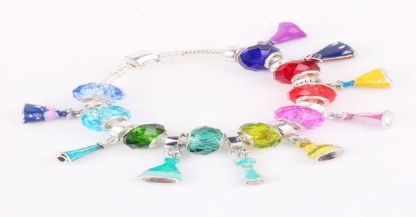 Aifeeili Neuer Originalmodentrend Charm Glass Perlen Prinzessin Kleid Anhänger DIY für Frauen Schmuck Armband Accessoires6120900