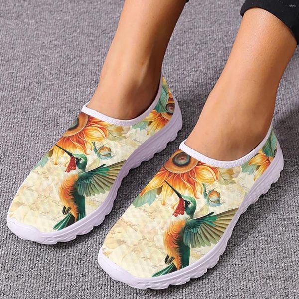 Scarpe casual istantarts colibrì slittamento comodo trasparente per donne mofagi di girasole mobili per uccelli piatti Zapatos Mujer