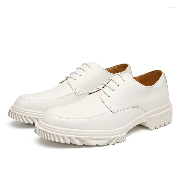 Elbise ayakkabıları erkek deri moda beyaz gündelik iş düğün ayakkabı erkekler için platform erkek mokassinler