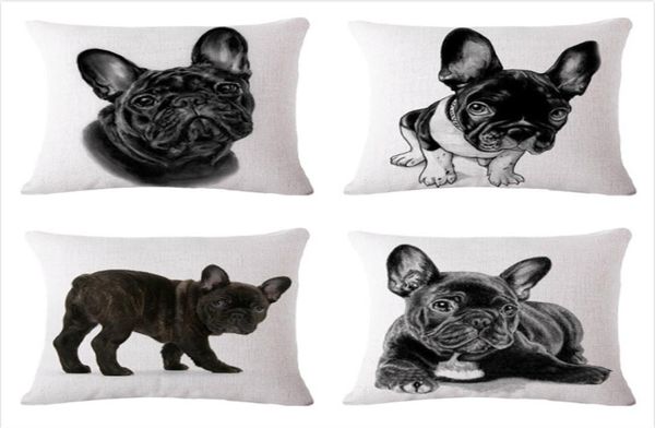 4545 cm Sexemara adorabile Bulldog francese Bulldog Pattern Cotton Cushion Cover Wiist Cestino quadrato Cestello a copertina Tesale9468003