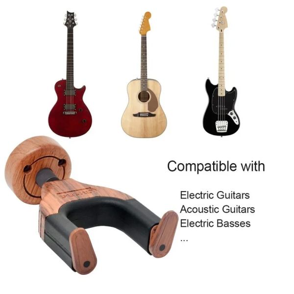 Kabel Gitarrenhänger Hakenhalter Holz Gummi -Instrumenten -Kleiderbügel Wandständer für Gitarren Bass Ukulele String Instrument Accessoires