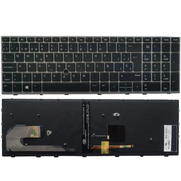 Teclados novo teclado de laptop espanhol para hp elitebook 850 G5 G6 Silver Frame com teclado de palito apontador