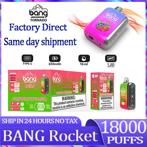 Original Bang Puffs 9000-18000 Puff 18K FUMOT Caixa digital Tela inteligente Cigarros eletrônicos Vapes de bateria recarregáveis de vapores descartáveis