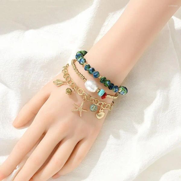 Charm Bracelets Schmuck Bohemian Armband Set für Frauen Mode Quasten Glas Perlen Ketten Armband weibliche Geschenk