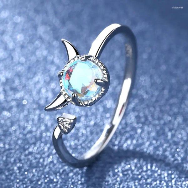 Cluster Ringe Little Devil Ring Fashion Moonstone Verstellbarer Frauen Index Finger Tail Persönlichkeit Mädchen Halloween Party Schmuck