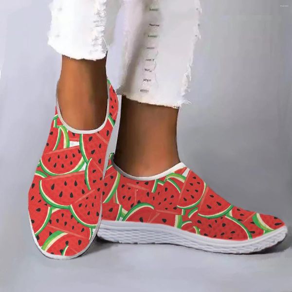 Lässige Schuhe Instantarts Wassermelonenmuster bequemer Maschenfruchtdrucken Sleber Sommer im Freien atmungsaktive Turnschuhe
