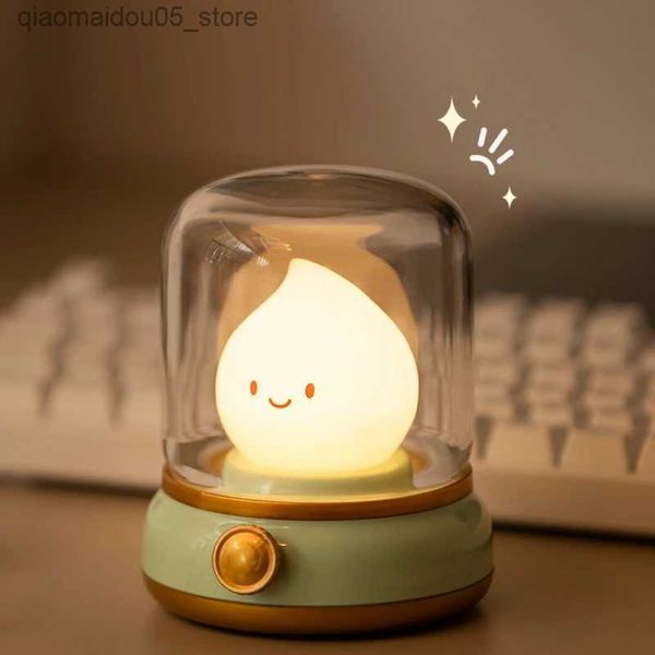 Lâmpadas Shades Mini Desktop LED Cute Night Light Creative Charging Charging Portable Cartoon Table Luz para Coffee Bar Home Decoration Hotel Quarto Q240416