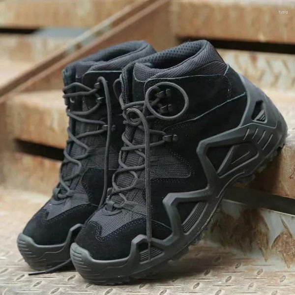 Fitness Shoes 2024 High Top Tactical Botas Militares Homens Mulheres Desert Combate O tornozelo do exército mantém o trabalho caloroso