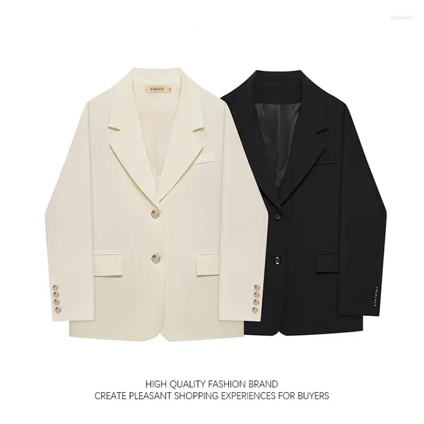 Ternos femininos elegantes blazer jaqueta nicho design britânico estilo caseiro wear 2024 primavera outono kpop white preto cargo de gabinete de botão