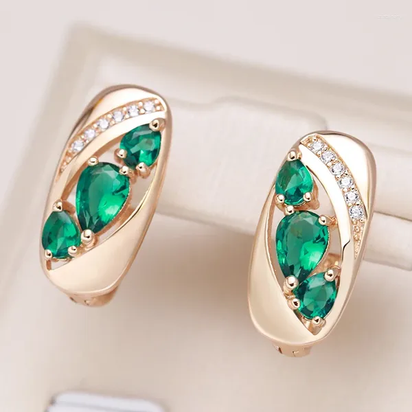 Серьги с свиньями Kinel 2024 Emerald Oval Cut Doply Dopl для женщин 585 Геометрия розового золота Винтажные свадебные украшения