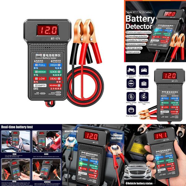 2024 Auto -Batterie -Tester 12V LCD Digital Auto Batterie Batterie Ladung Tester Batterie -Prüfer Analysator Tool