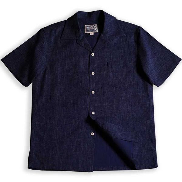 Camicie casual maschile camicia da uomo hawaian stampa indaco colletto cubano maschile maschile eleganti maniche corte a manichette in fitta vesti abiti vintage di cotone abbigliamento dazn 24416