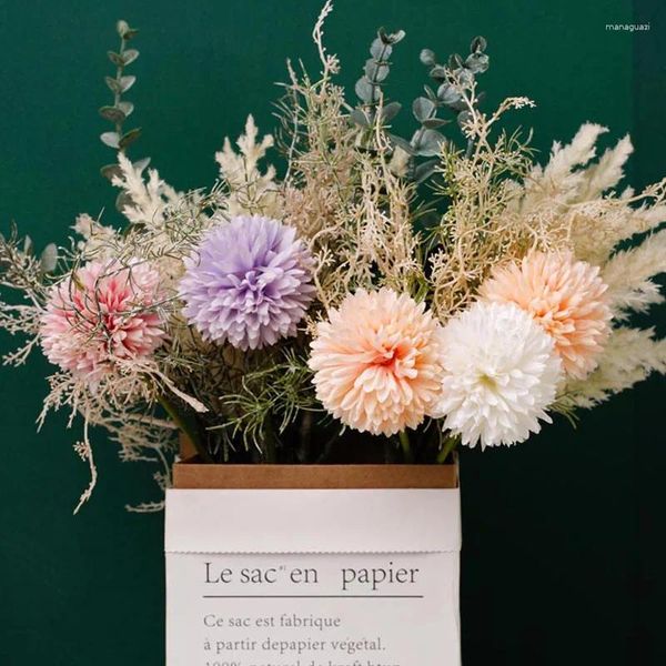 Flores decorativas Flores artificiais Rime dente -de -de -de -leão diversa de Bouquet Bouquet Christmas Gift Party Supplies Home Table Decoration