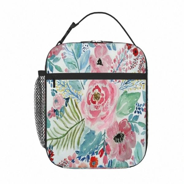 Güzel Suluboya El Boya Çiçek Sanat Öğle Yemeği Tote Soğutucu Çantalar Yalıtımlı Çanta H5py#