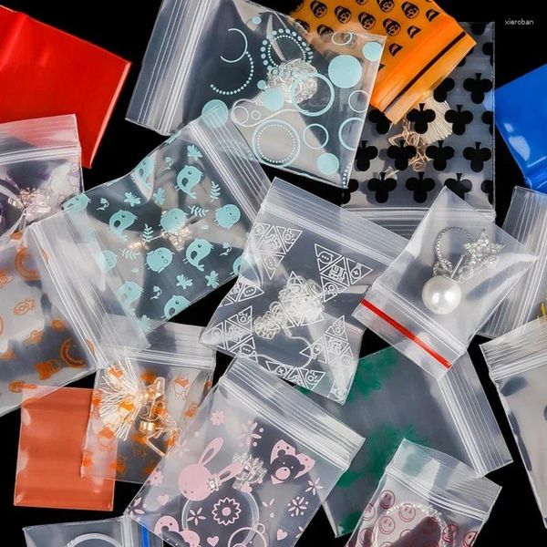 Aufbewahrungstaschen 500pcs Mini Clear Pe kleine Gegenstände Beutel Plastik Verpackung Ohrringringpillen Anhänger Testbeutel