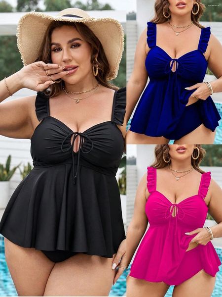 Swimwear femminile Seaural 2024 Ruffles Triangle Tankini Sexy Plus Size Swimsuit Skirt Swirce Lace Up Abitu parte da bagno sulla spiaggia