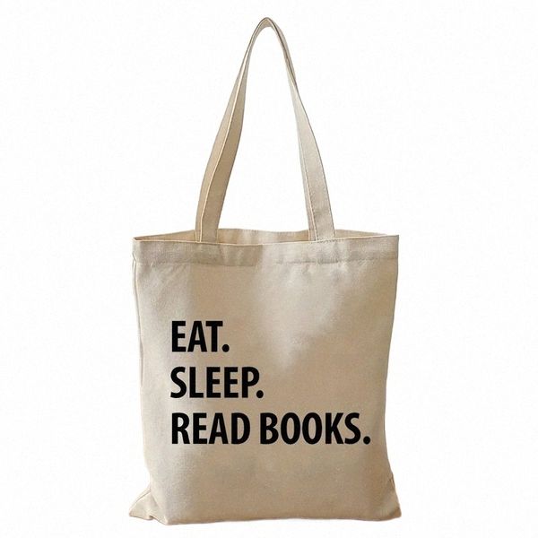 mangia sleep leggi libri motivi sacchetto per leghe, tote bag femminile eco -adatto, borsa da viaggio in tela divertente, spiaggia Bolso 16U3#