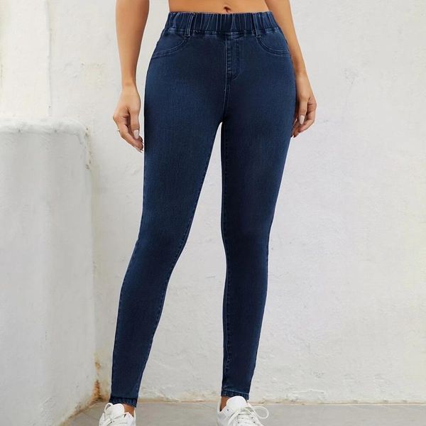 Jeans femminile allungare la vita elastica magra e elastica spinta in alto colombiane pantaloni di denim magro