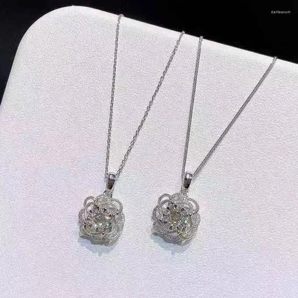 Pendenti fiore di lusso 925 collana per matrimoni in argento sterling per donna donna con gioielli regalo per l'anniversario a catena