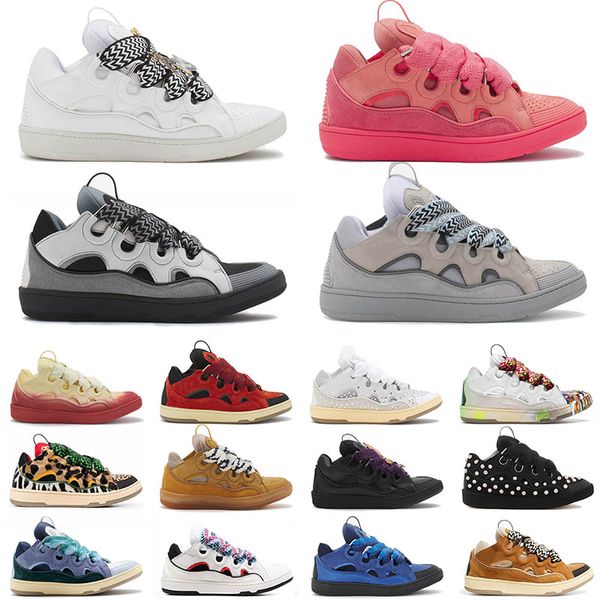 2024 Plattform Marke Leder Fashion Retro Curb Sneakers Herren Damen Designer Casual Schuhe geprägte Mutter und Kinder Pink Foam Luxus Nappa Kalbskalte Wildleder Mesh Schuhe