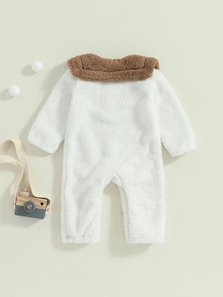 Set di abbigliamento adorabili ragazze per bambini orso inverno stampata peluche con tuta in pile con cappuccio e chiusura con cerniera - lana addensata s