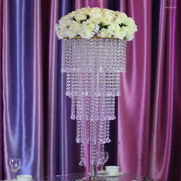 Vasi 4pcs/8pcs Decorazione per matrimoni round cristallo acrilico supporto fiore lampadario centrotavola per vasi per matrimoni da strada a T Tabella